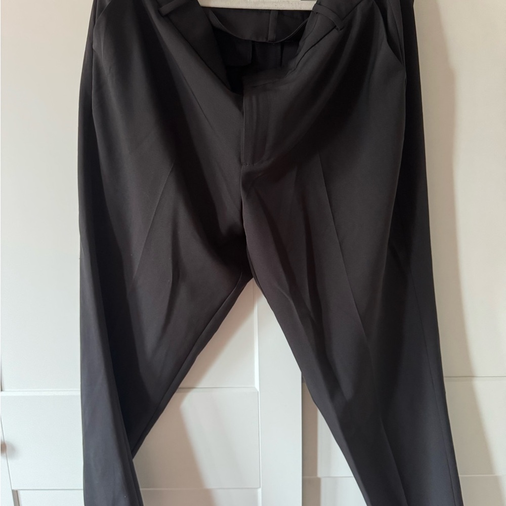 Straight Leg Black Smooth Crepe Pants